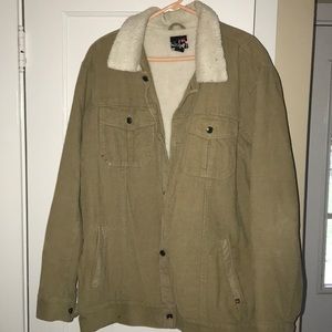 Quicksilver corduroy jacket. White fur inside